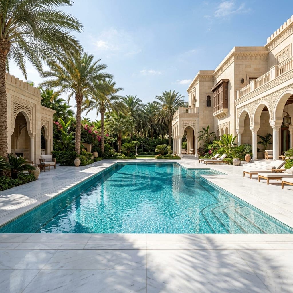 Completed luxury pool with turquoise water